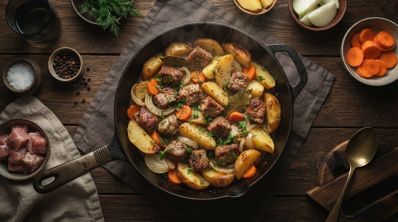 Свинина по-деревенски с картофелем в мультиварке