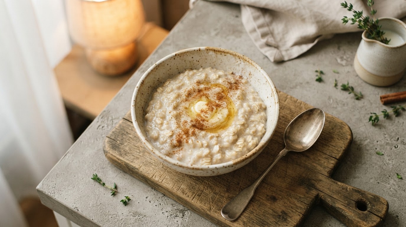 Молочная овсяная каша с корицей и медом