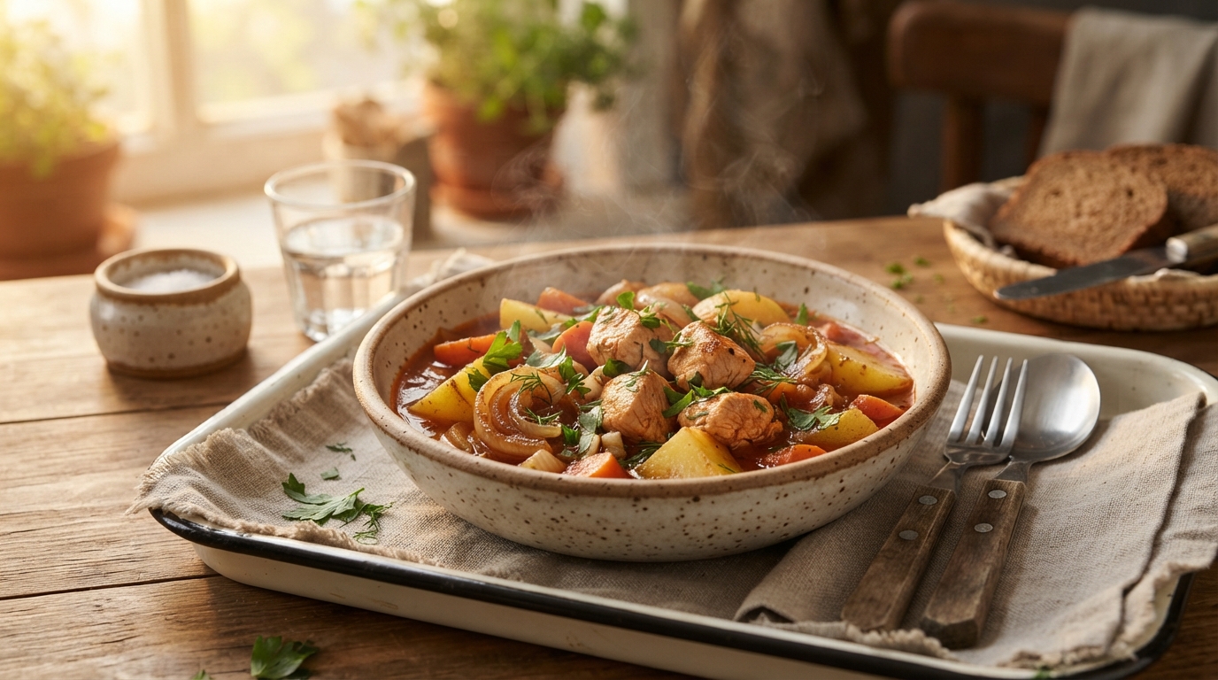 Пряное рагу «Деревенский уют» с курицей и картофелем