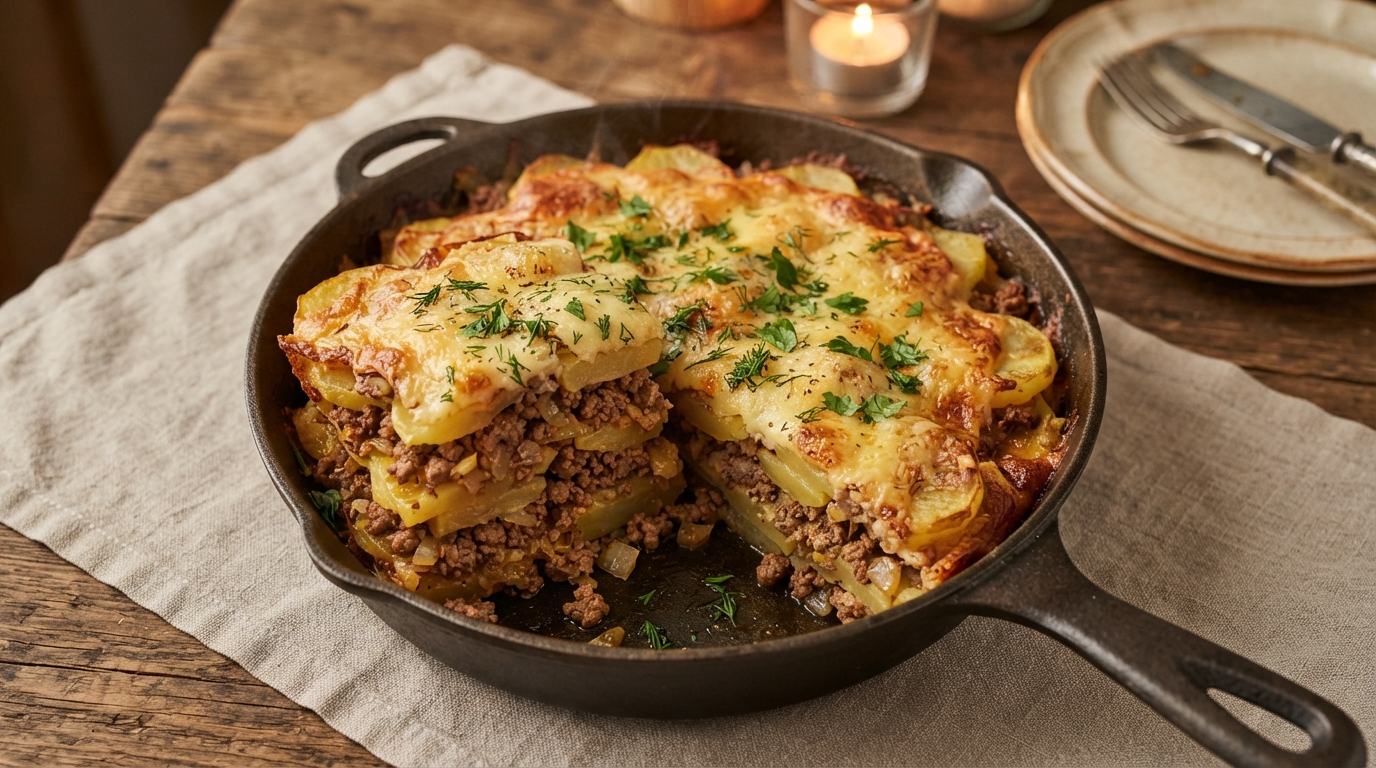 Картофельно-мясная запеканка «Сытный вечер»