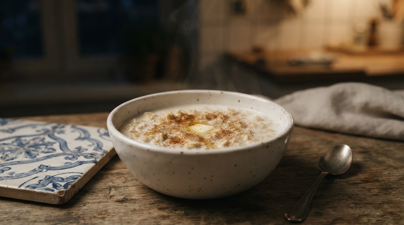 Молочный суп с овсяными хлопьями и медом