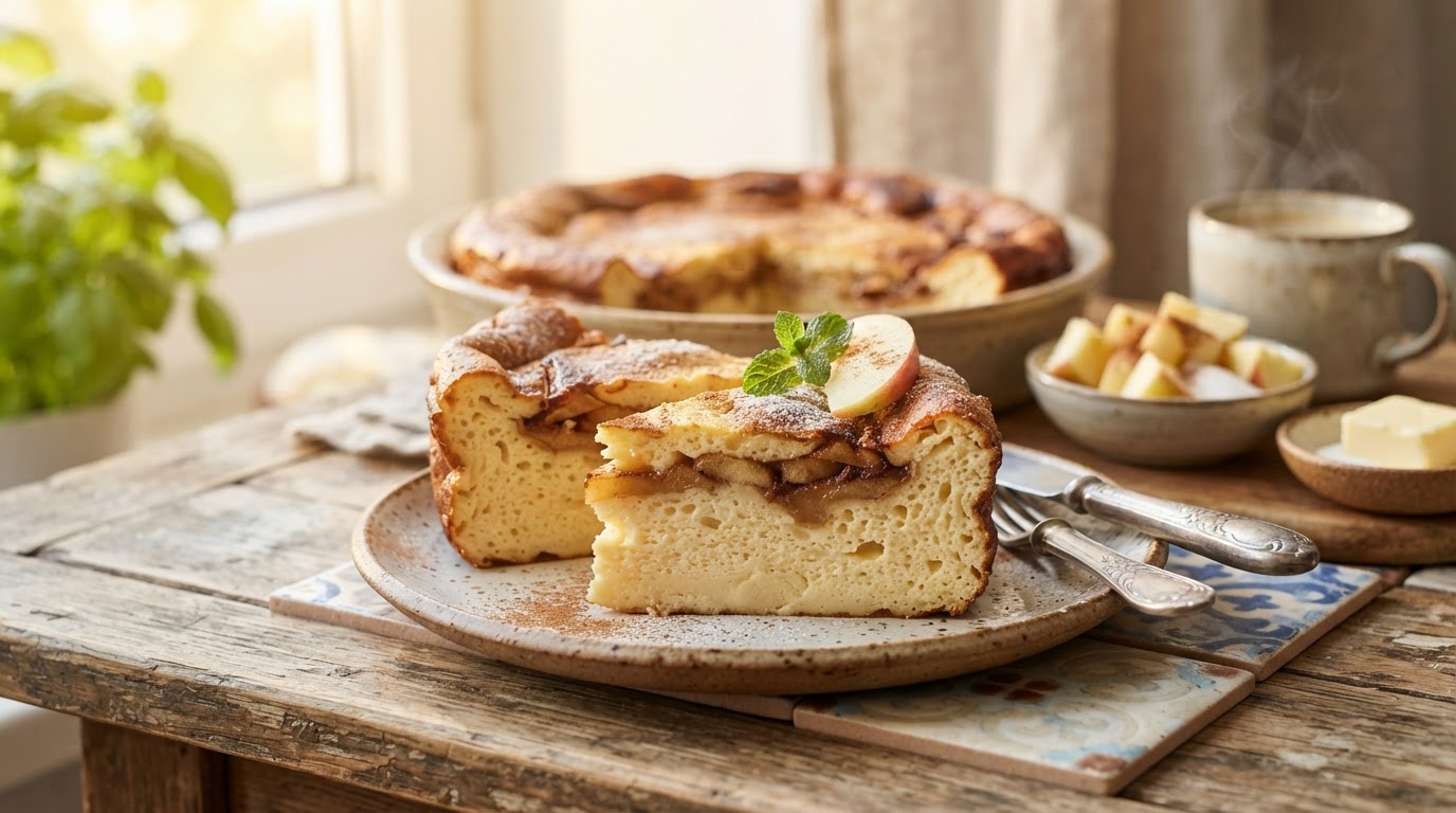 Творожная запеканка-суфле с яблоком и корицей