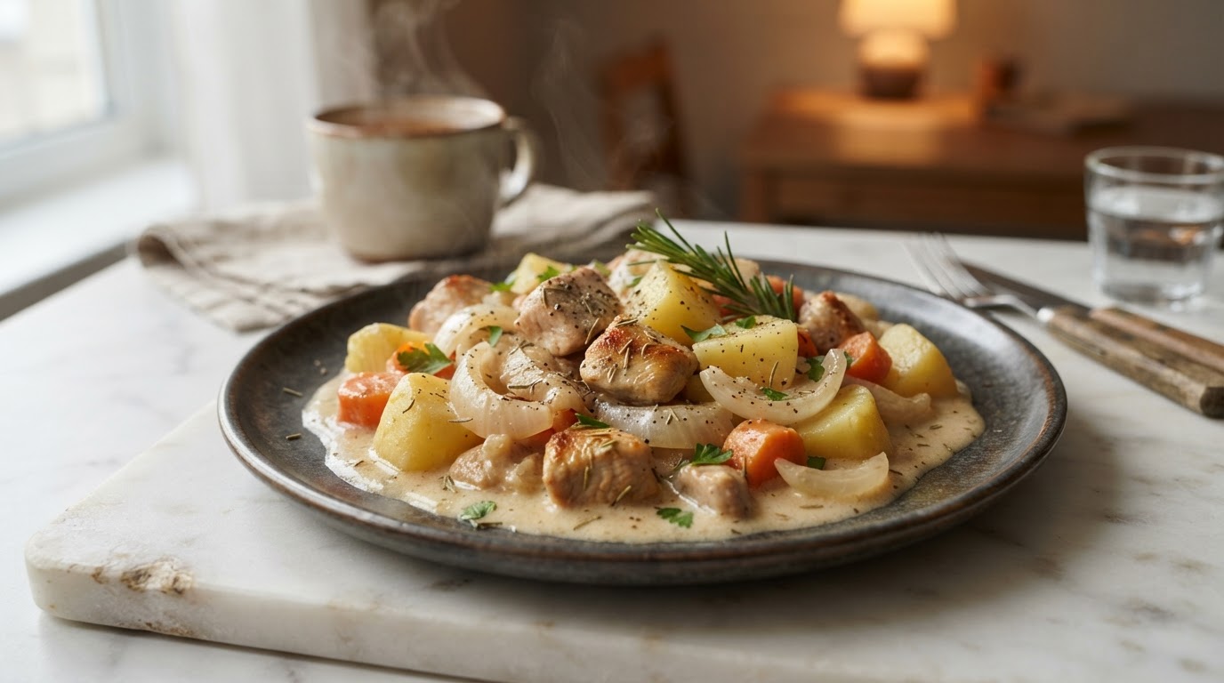 Сливочное рагу из индейки с картофелем и розмарином