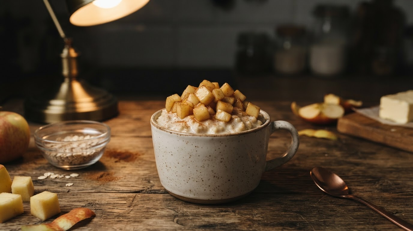 Молочная овсянка с карамелизированным яблоком