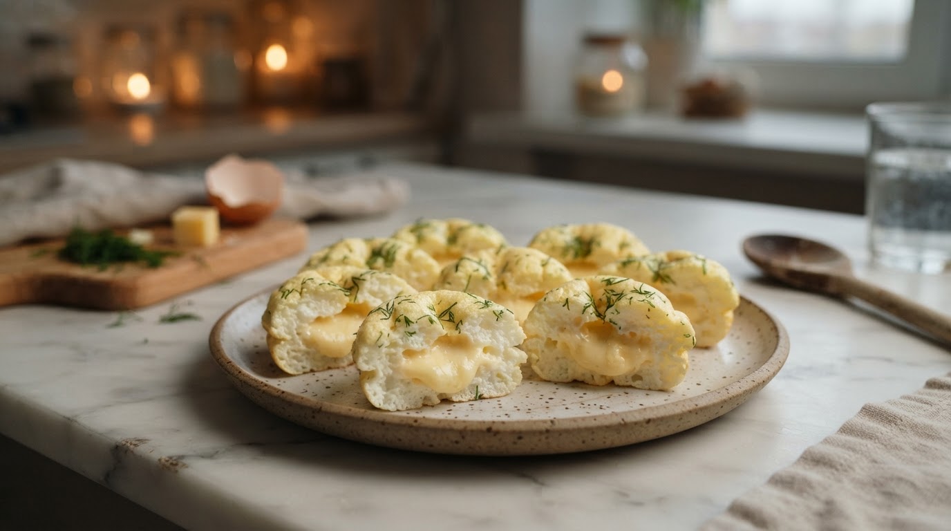 Паровые яичные облака с сыром
