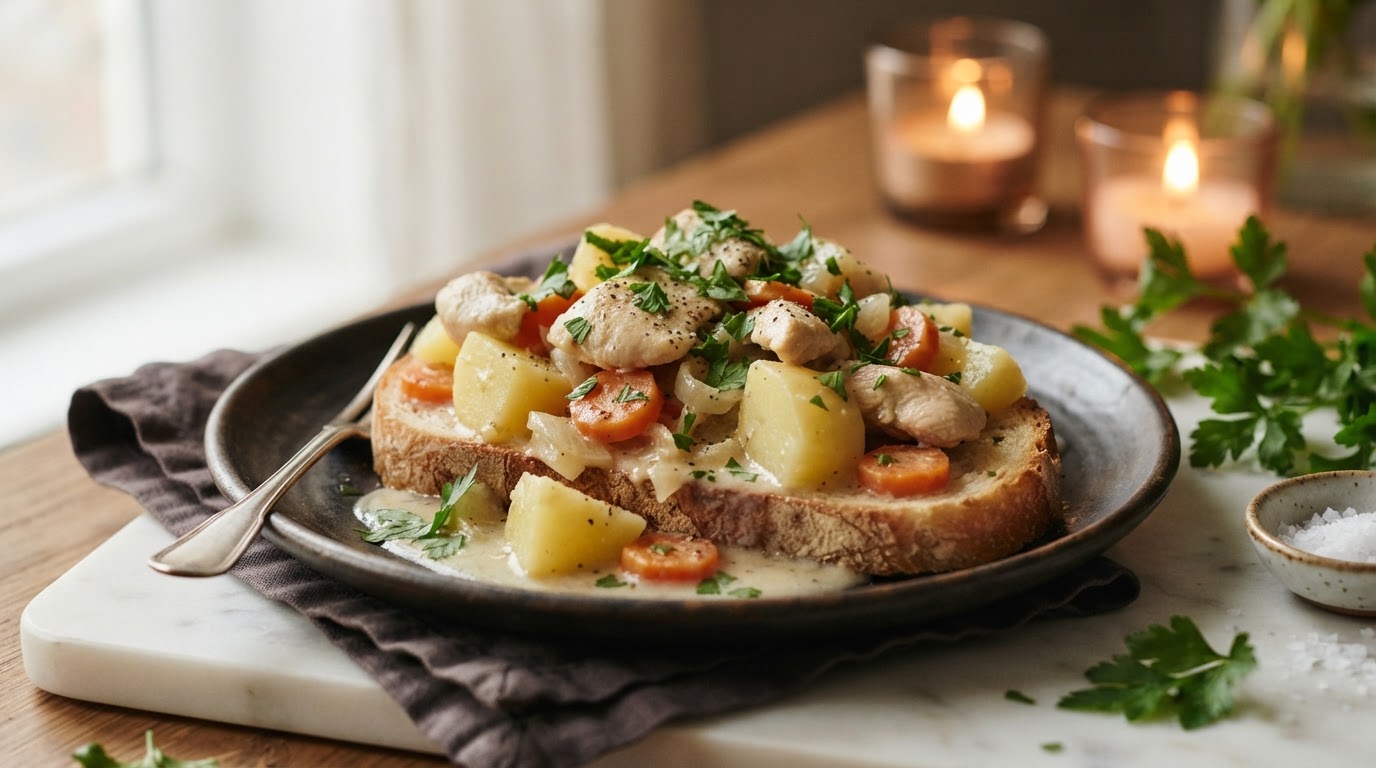 Сливочное рагу из курицы с картофелем и морковью