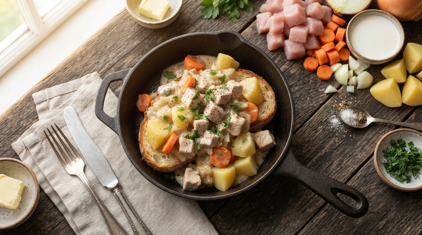 Сливочное рагу из индейки с картофелем и морковью