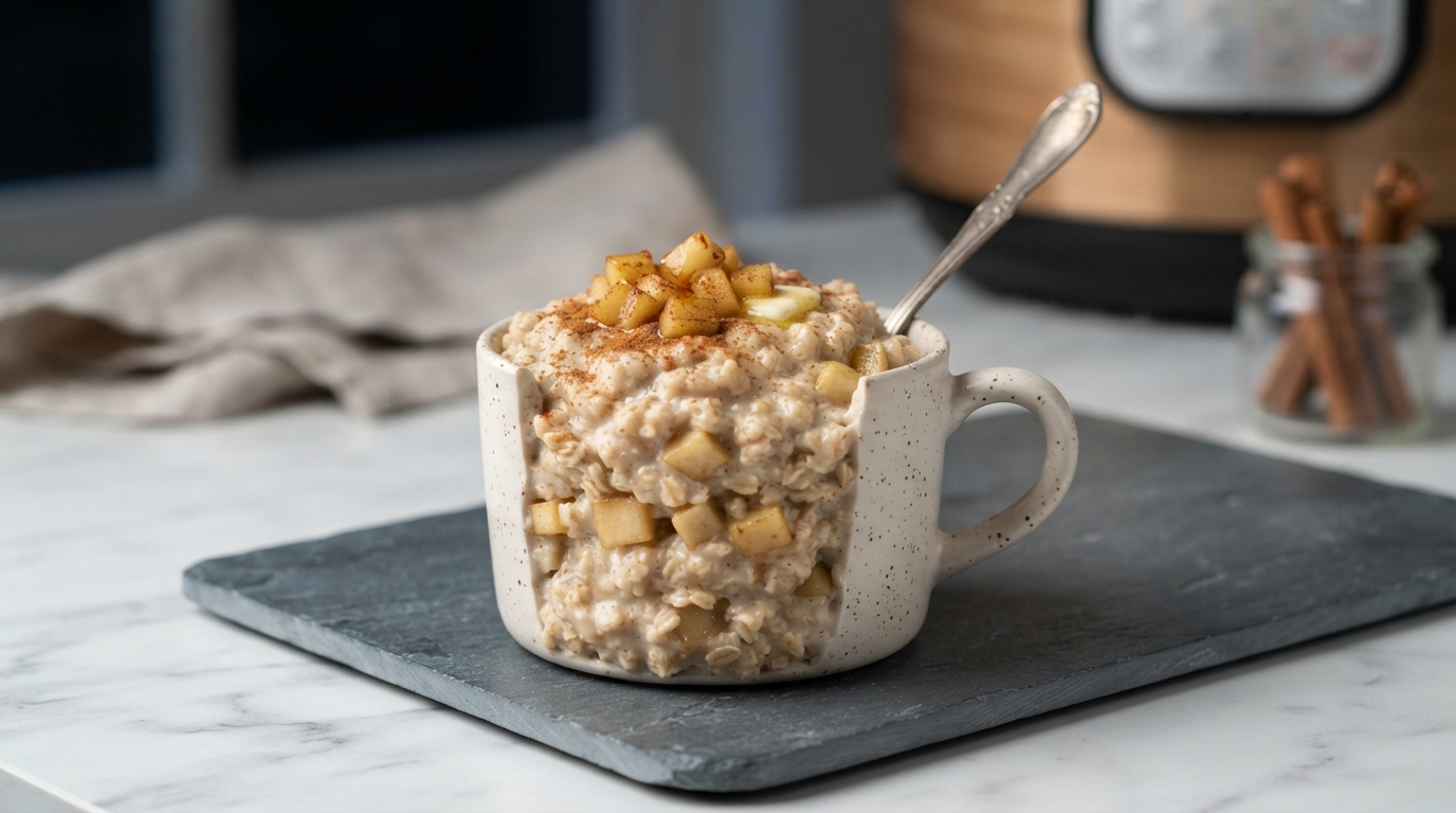 Сливочная овсянка с яблоком и корицей