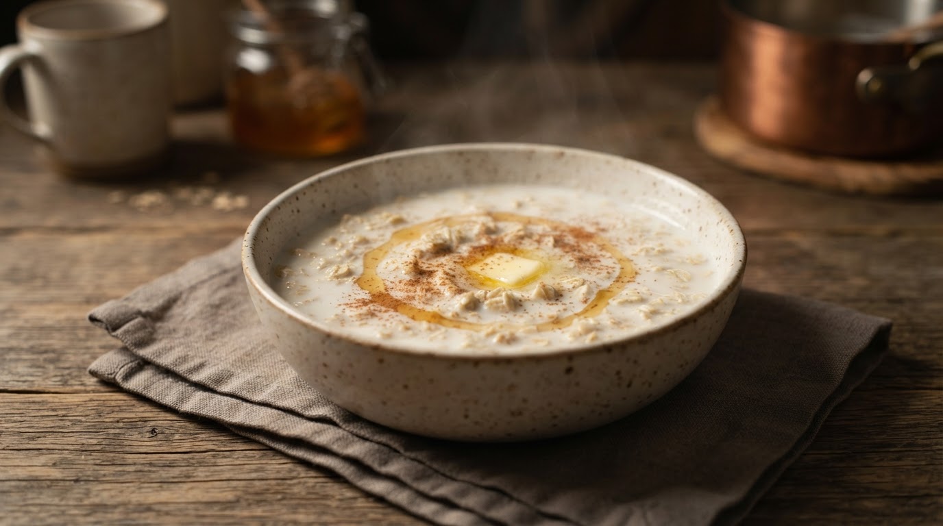 Молочный суп с овсяными хлопьями и медом