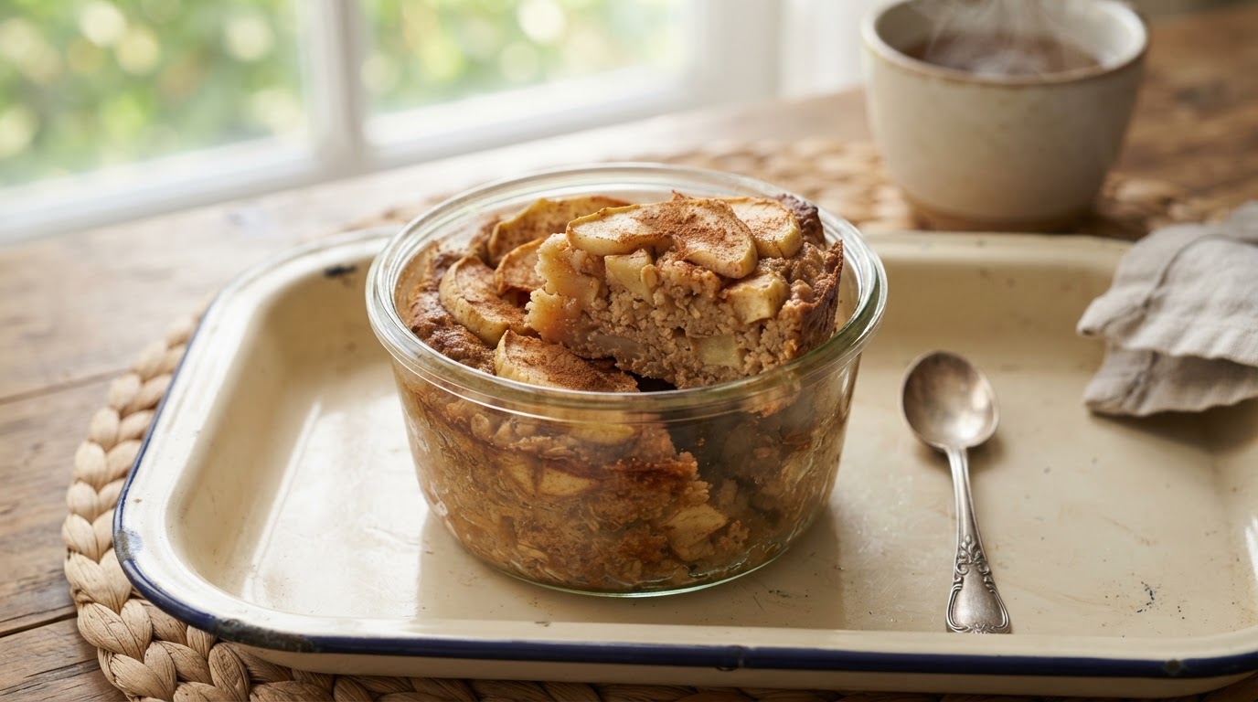 Запеченная овсяная запеканка с яблоком и корицей