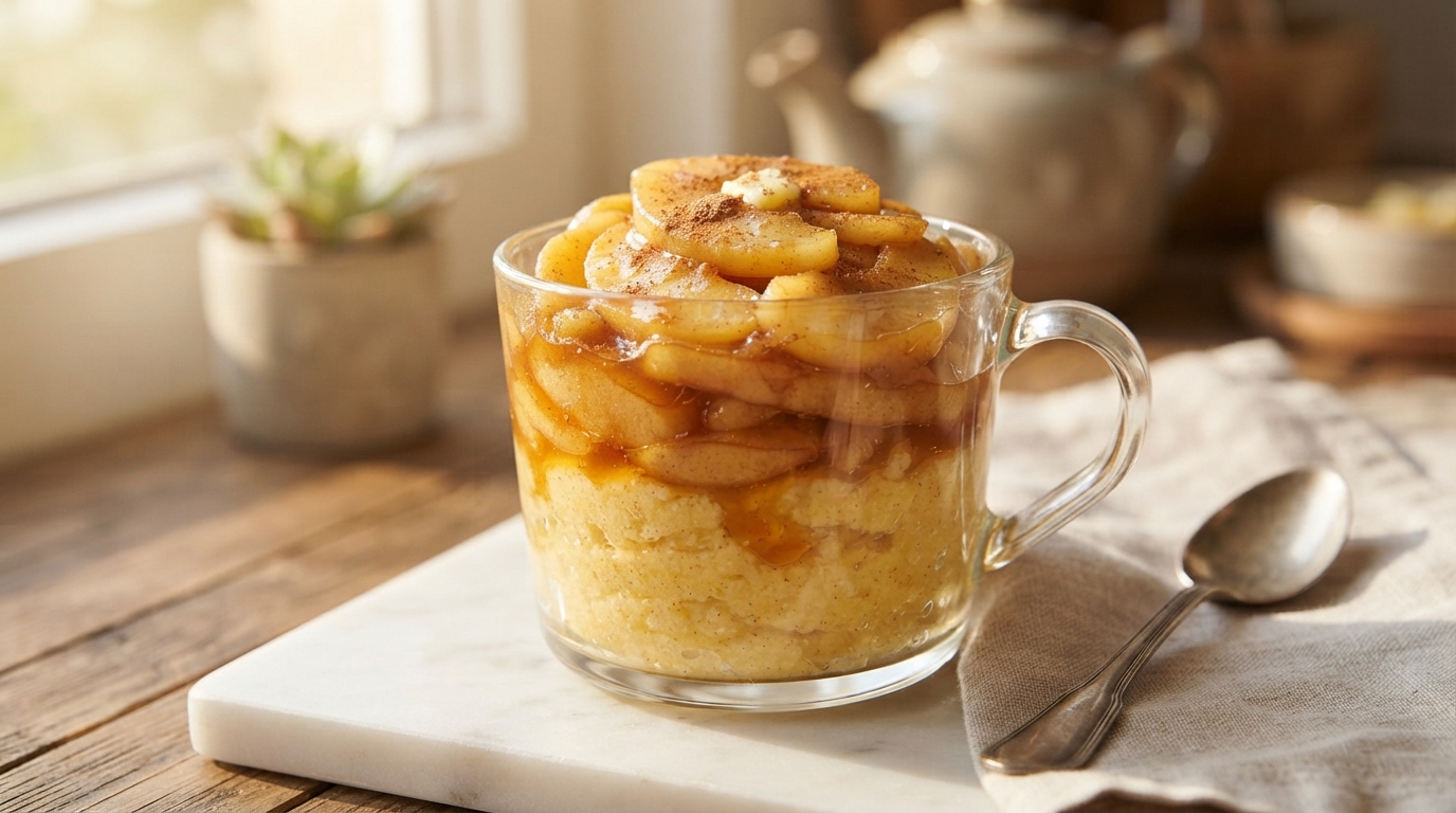 Пряная полента с карамелизованным яблоком и корицей