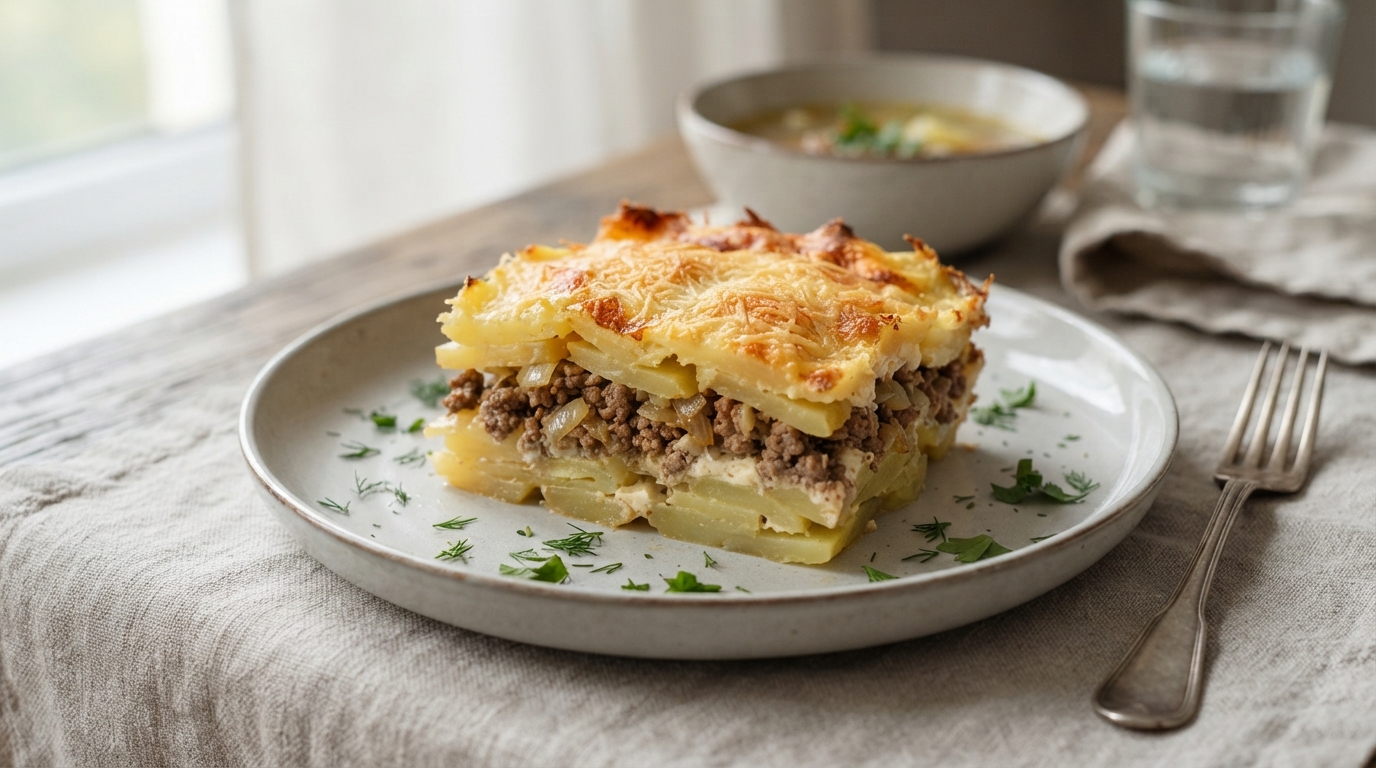 Картофельно-мясная запеканка «Деревенский колодец»