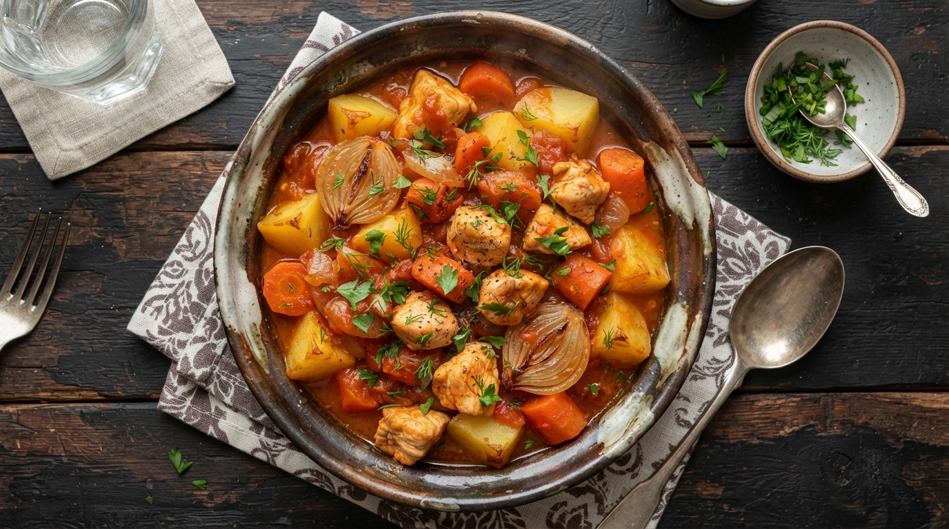 Куриное рагу с овощами в соусе