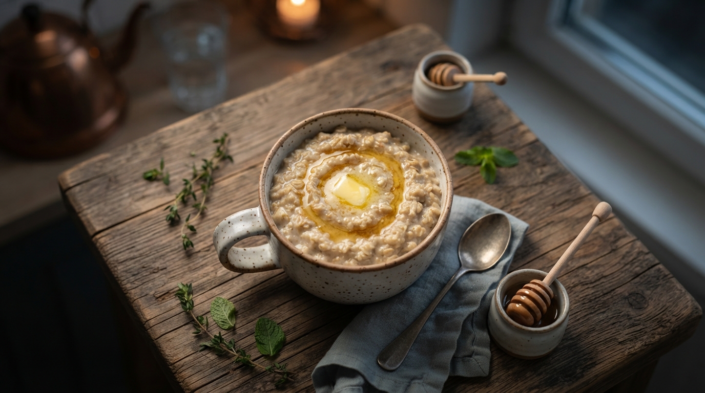 Нежная овсянка на топленом молоке с медом
