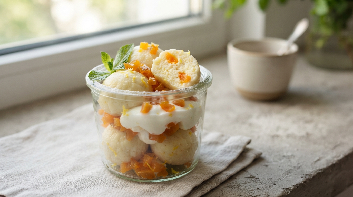 Паровые мешочки из творога с курагой и цедрой