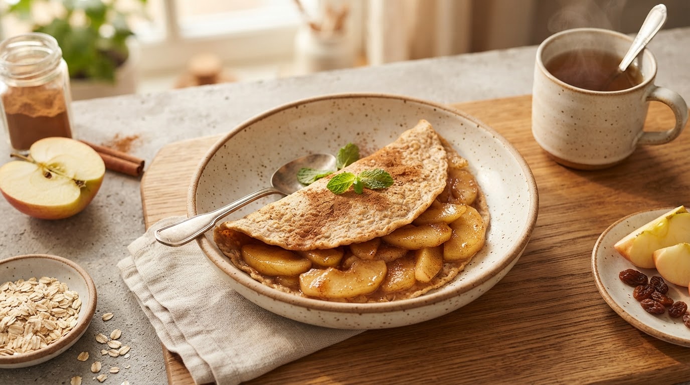 Овсяноблин с карамелизированным яблоком и корицей