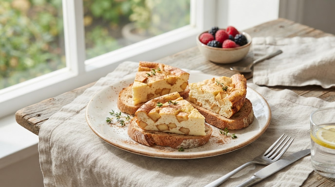 Творожная запеканка-суфле с яблоком и корицей