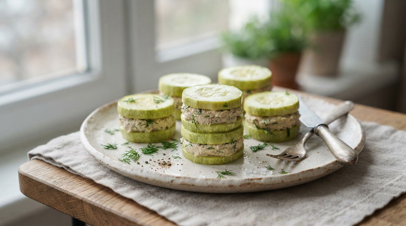 Паровые «сэндвичи» из кабачка с куриным паштетом