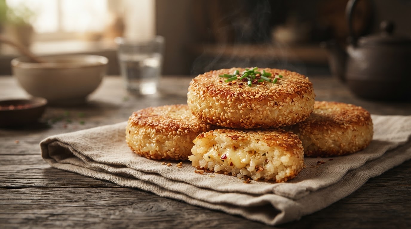 Рисовые «медальоны» с кунжутной корочкой