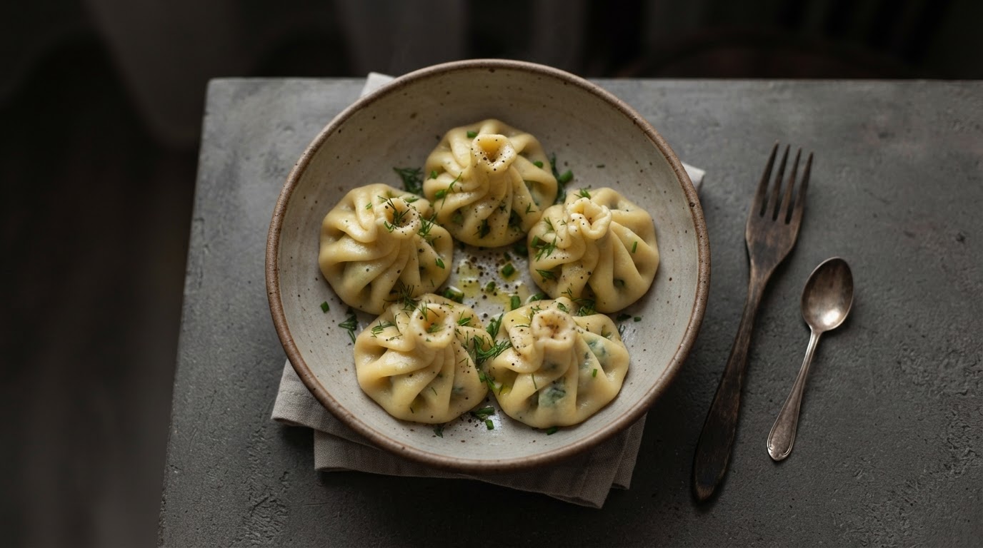 Кукурузные «Узелки» с мягким сыром и шпинатом на пару
