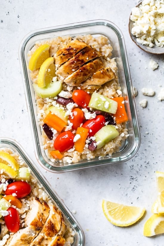 Греческие боулы с курицей для заготовки впрок