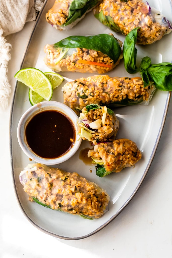 Летние роллы с куриным фаршем