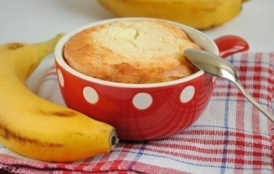 Творожное суфле с бананом и грушей в микроволновке