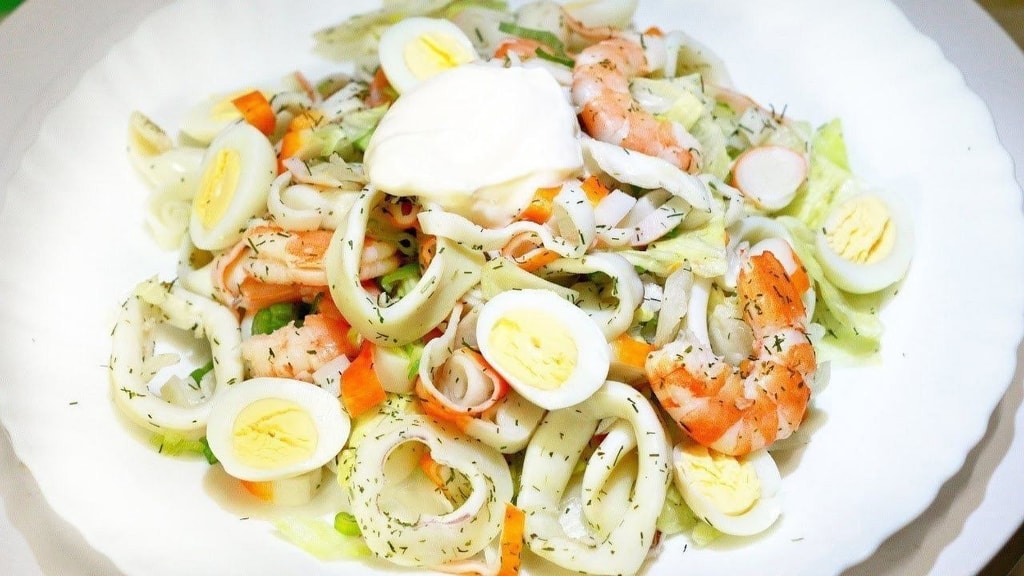 Маринованные обжаренные кальмары