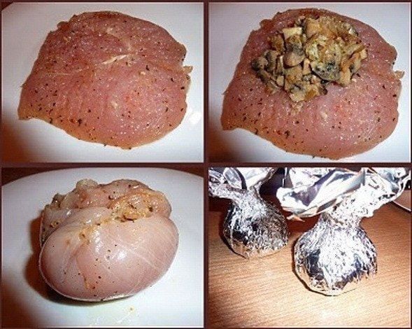 Куриные бомбочки с грибами и сыром