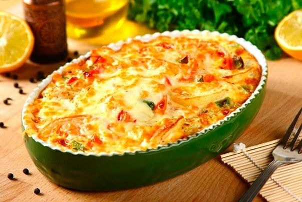Рыбная запеканка с зеленым горошком