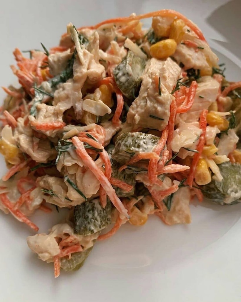 Салат с индейкой и корейской морковью