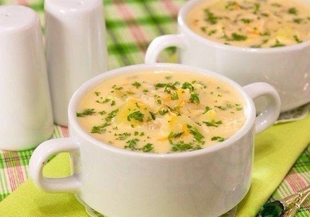 Сырный суп с курицей и рисом