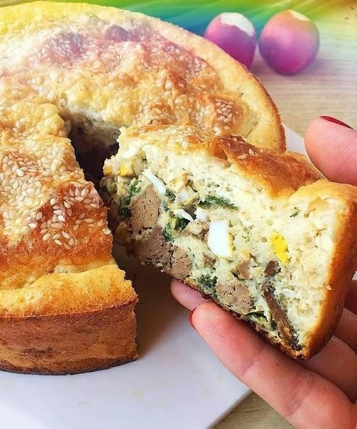 Диетический пирог с куриной печенью