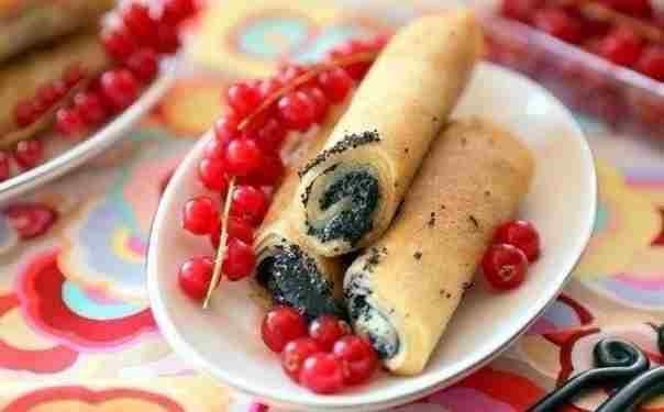 Блинчики без муки с маковой начинкой