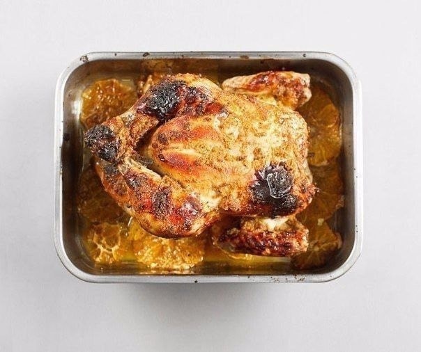 Курица, запеченная с имбирем и апельсинами