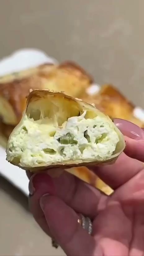 Пирожки в рисовой бумаге с творогом и сыром