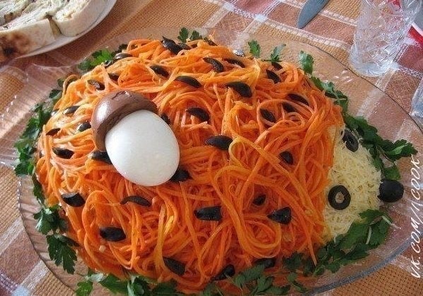 Салат Ёжик с корейской морковью