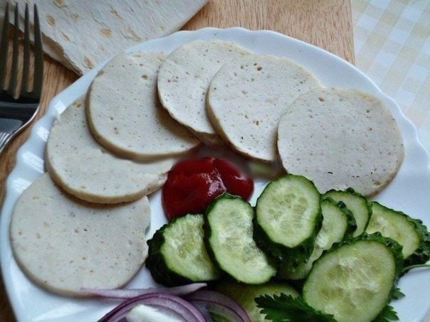 Домашняя вареная колбаса в кружке