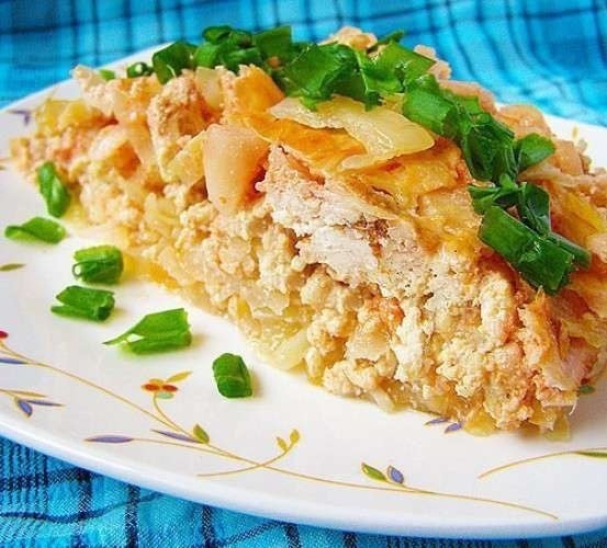 Запеканка капустная с куриным фаршем