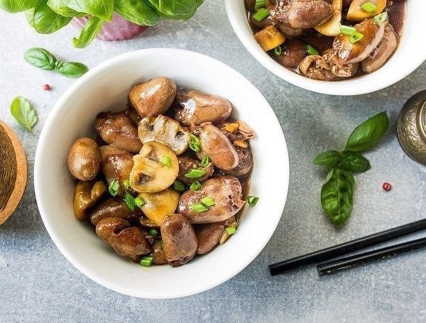 Куриные сердечки с соусом терияки