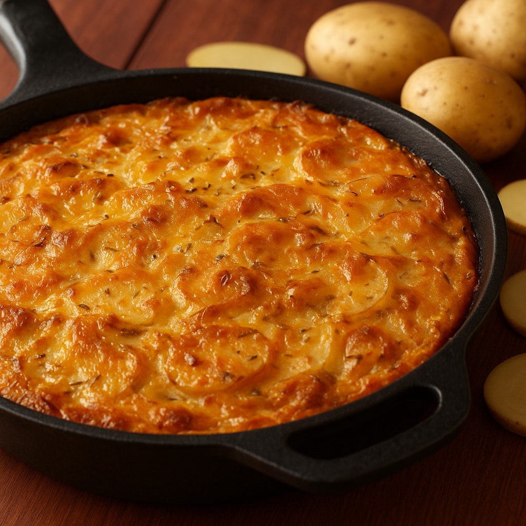 Картофельная запеканка с соленым огурцом