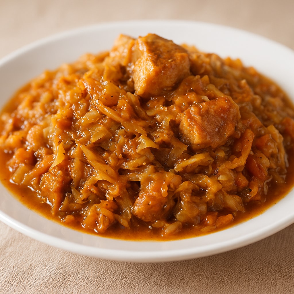Капуста, тушенная с мясом