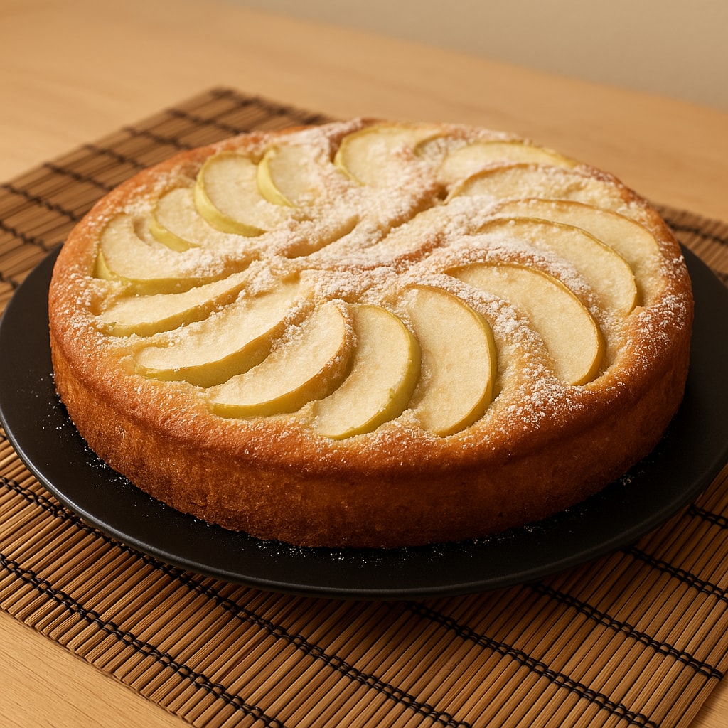 Шарлотка с кислыми яблоками и корицей