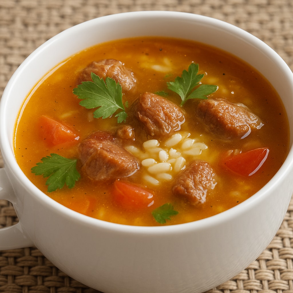 Куриный суп с рисом и сыром