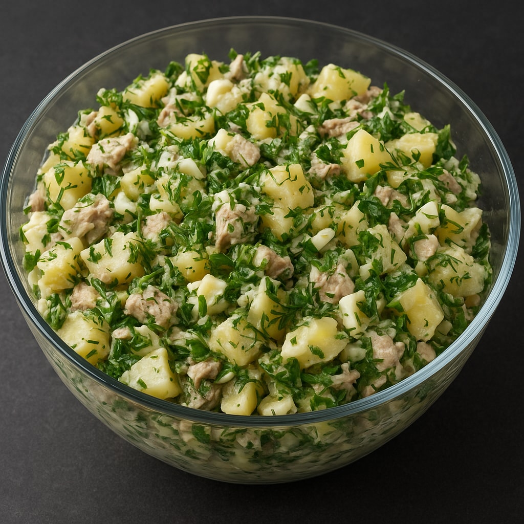 Картофельный салат с яйцами и тунцом