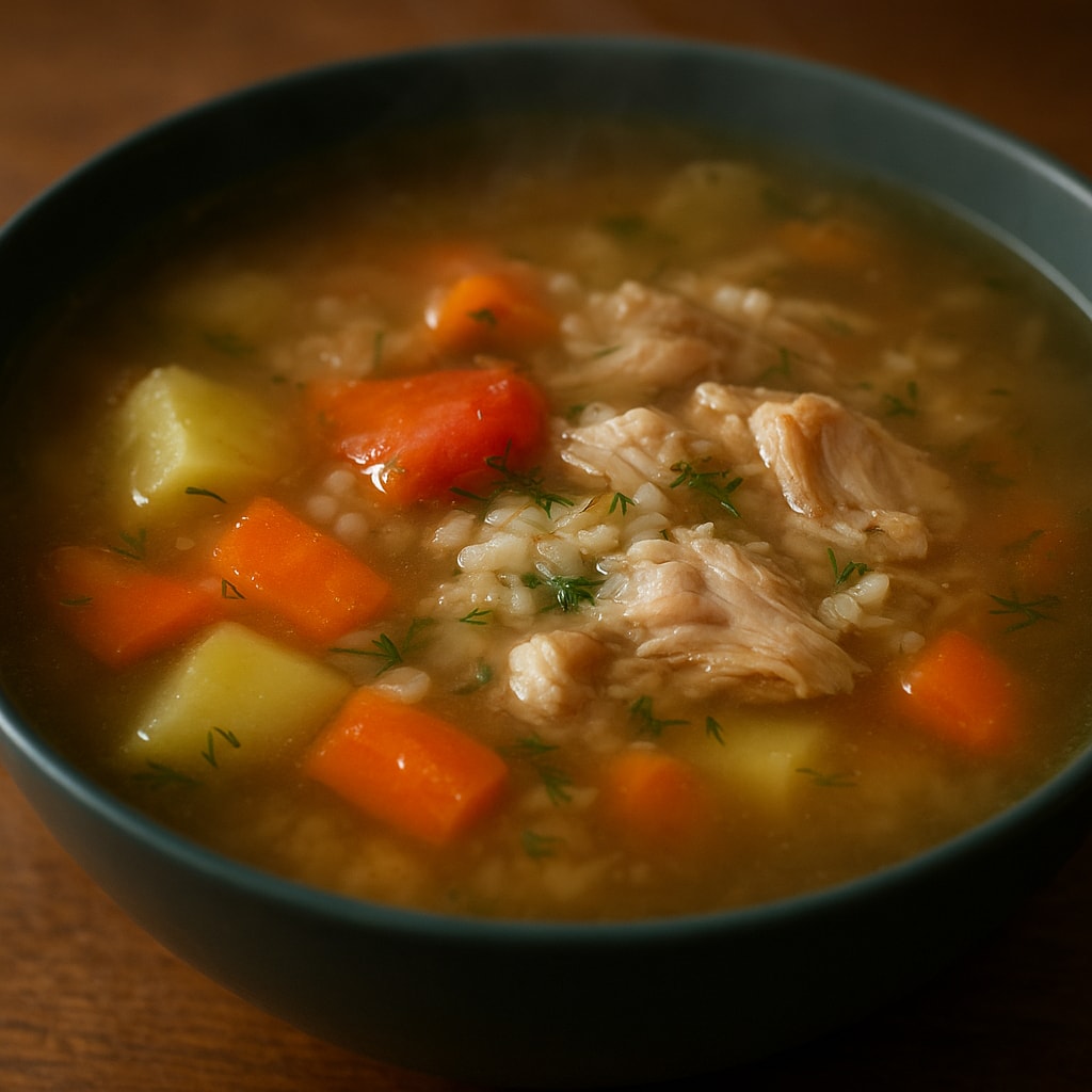 Гречневый суп с курицей и овощами
