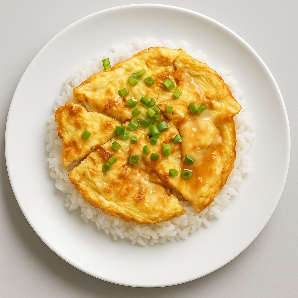 Оякодон (японский омлет с рисом и курицей)