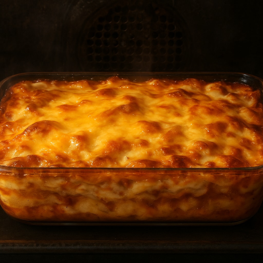 Мясо по-французски с картофелем и грибами