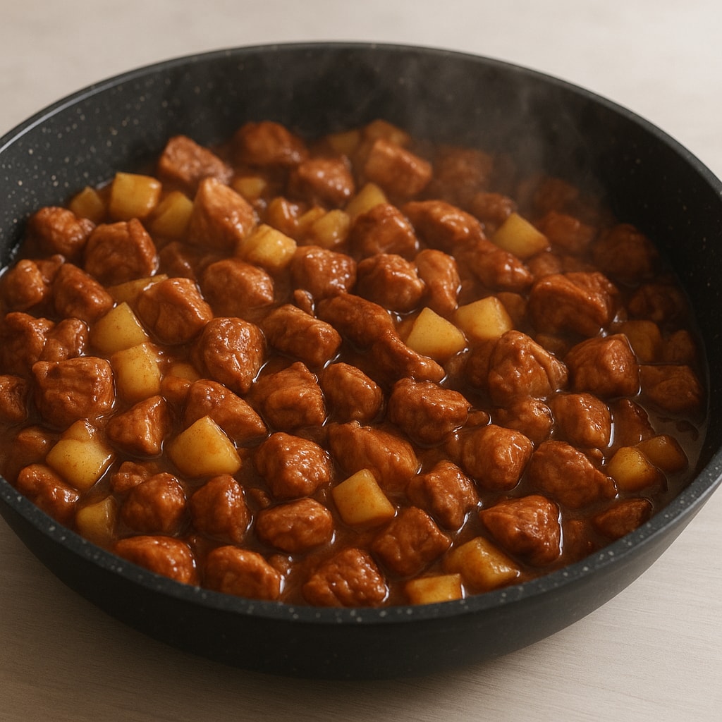 Индейка с яблоками и луком