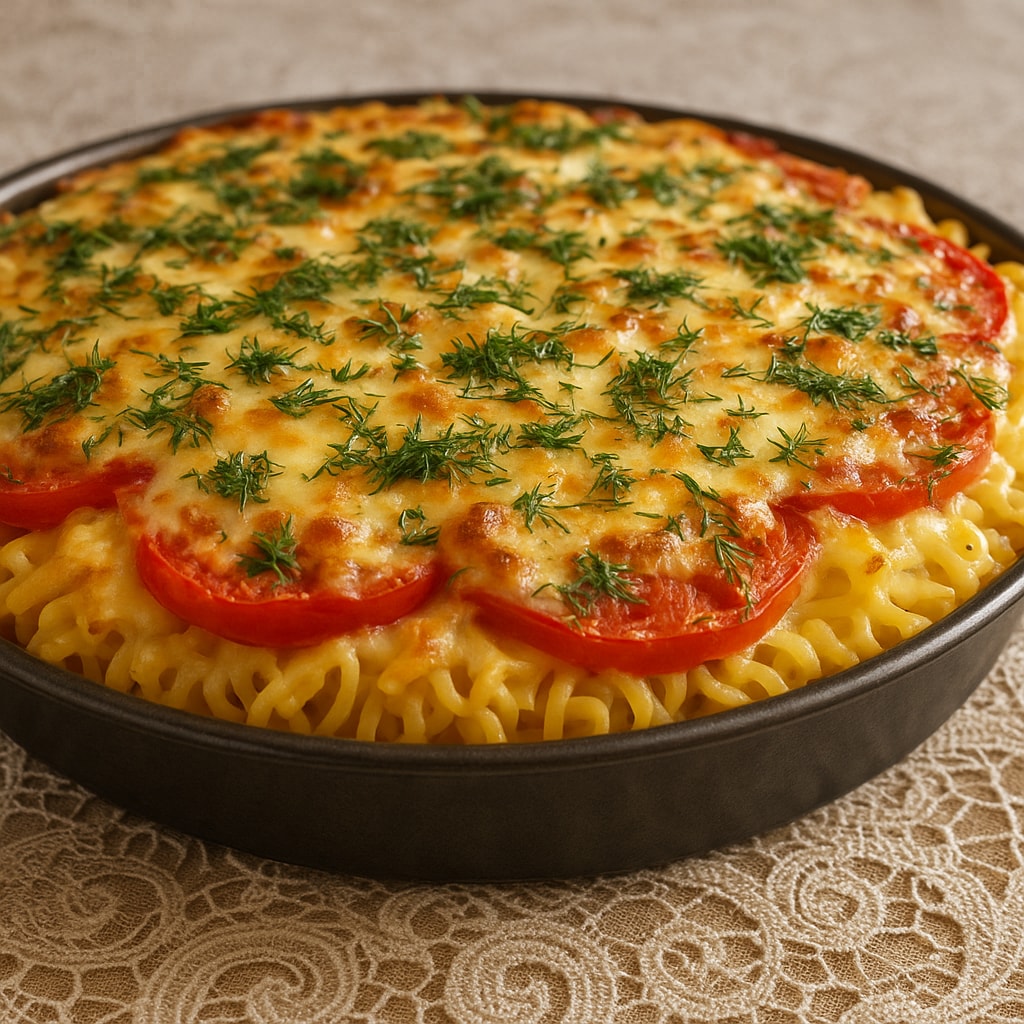Макароны, запеченные с помидорами, под сыром